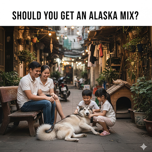 Gia đình Việt quây quần bên chó Alaska lai chó cỏ trong không gian nhà phố ấm cúng