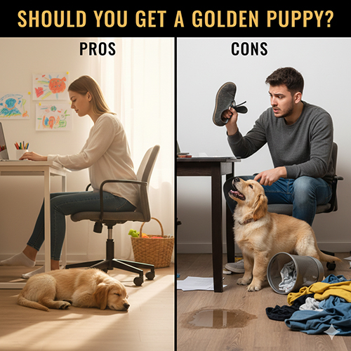 ưu và nhược điểm khi nuôi chó Golden con cho gia đình bận rộn