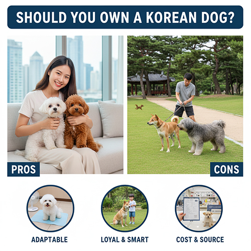 So sánh ưu và nhược điểm khi nuôi chó Hàn Quốc tại Việt Nam, gồm các giống nhỏ dễ nuôi và giống bản địa như Jindo, Sapsali cần chăm sóc kỹ hơn