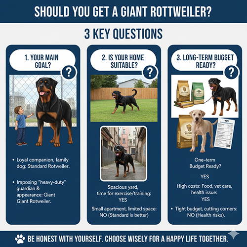 Ba câu hỏi quan trọng giúp quyết định có nên nuôi chó Rottweiler dòng đại hay không