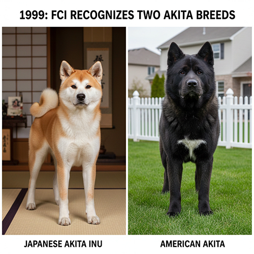 Hình ảnh so sánh Akita Inu Nhật và American Akita sau khi FCI chính thức công nhận hai giống riêng biệt năm 1999 🐕🇯🇵