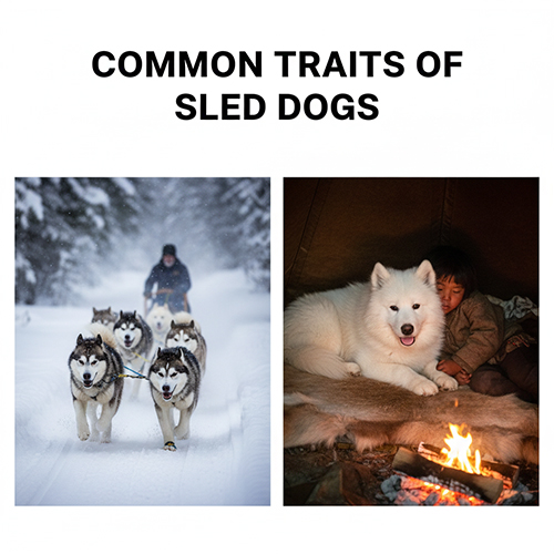 Đặc điểm chung của các giống chó kéo xe tuyết như Husky Alaska Samoyed