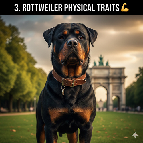 Đặc điểm ngoại hình chó Rottweiler: cơ bắp, mạnh mẽ và oai vệ