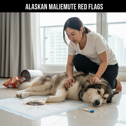 Chó Alaska có dấu hiệu bất thường như tiêu chảy, nôn ói, mệt lả và bỏ ăn cần được theo dõi kỹ