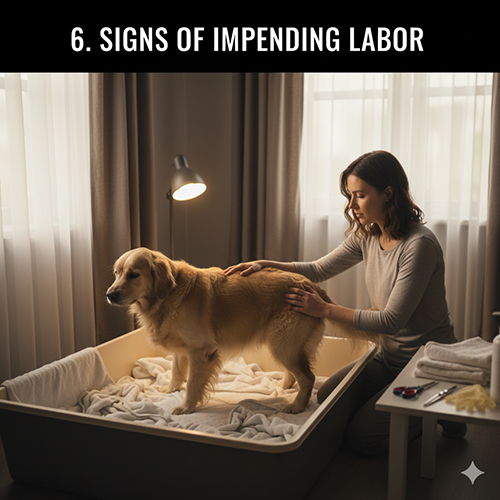 Dấu hiệu chó sắp đẻ với hành vi làm ổ và thay đổi thân nhiệt