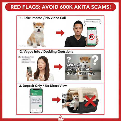 Ảnh minh họa các dấu hiệu nhận biết tin bán chó Akita 600 nghìn 1 con cần tránh