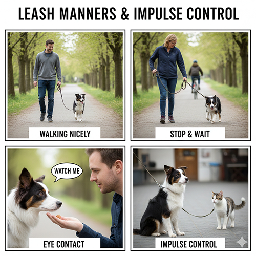 Huấn luyện chó Border Collie đi dây không kéo và kiểm soát bản năng đuổi theo