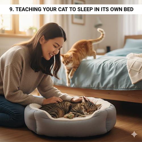 Dạy mèo ngủ đúng chỗ bằng giường riêng giúp hình thành thói quen ngủ ổn định