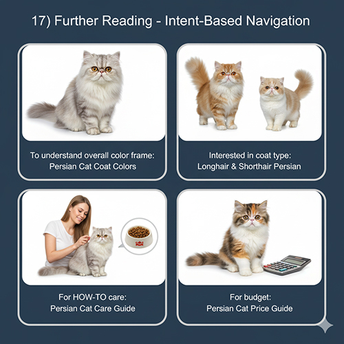 Bốn nhóm điều hướng đọc tiếp về mèo Ba Tư: màu lông, coat dài-ngắn, hướng dẫn chăm và tham khảo giá