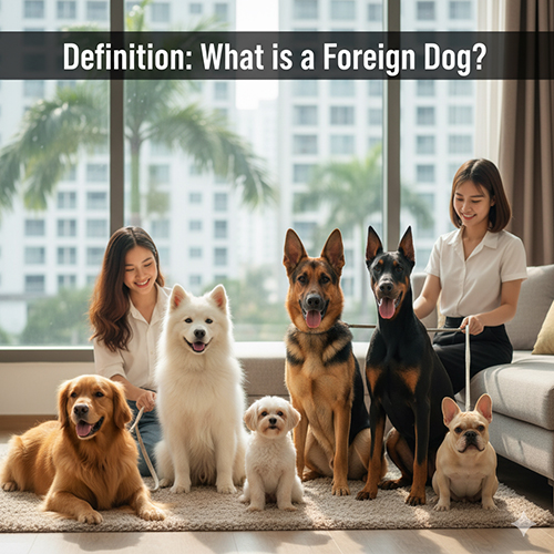 Hai cô gái ngồi trong phòng khách sáng sủa cùng sáu chú chó ngoại gồm Golden Retriever, Samoyed, Poodle, Becgie, Doberman và Bulldog Pháp.