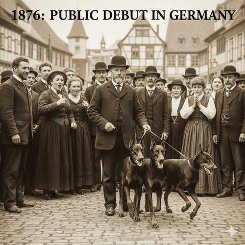 Doberman lần đầu ra mắt công chúng tại Đức năm 1876