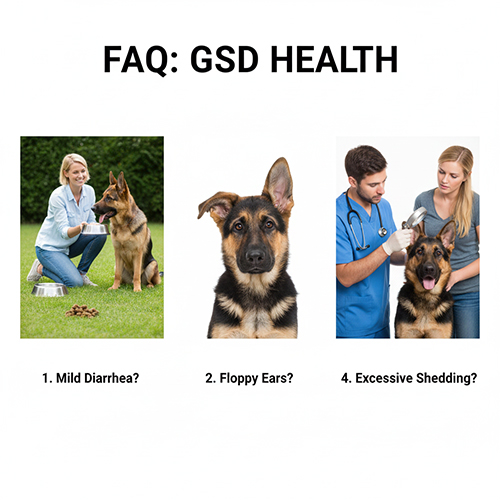 Hình ảnh FAQ về các bệnh thường gặp ở chó Becgie như tiêu chảy, tai cụp, rụng lông