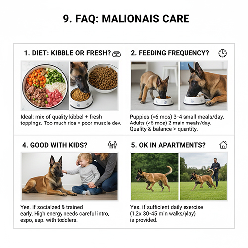 FAQ về cách nuôi và chế độ ăn cho chó Béc Bỉ Malinois