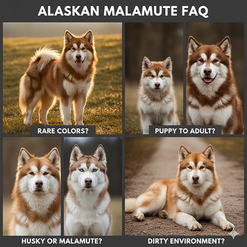 FAQ về chó Alaska Malamute màu nâu nâu đỏ vàng ở các độ tuổi khác nhau