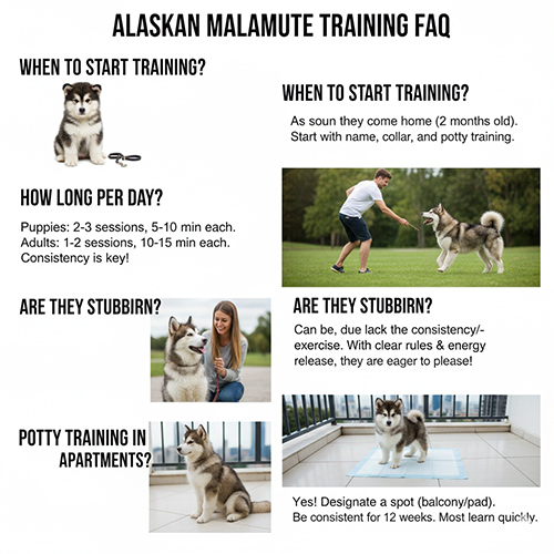 FAQ huấn luyện chó Alaska Malamute cho người mới nuôi