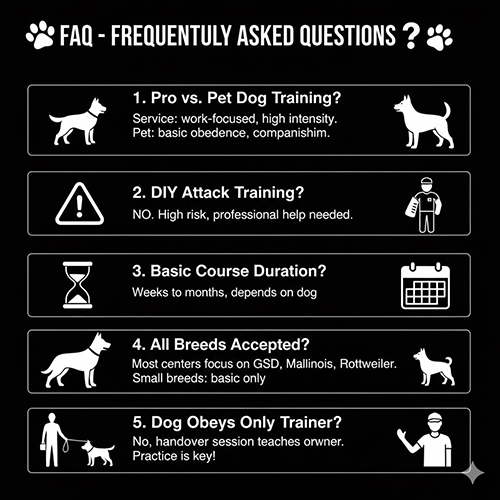 FAQ câu hỏi thường gặp về huấn luyện chó nghiệp vụ cho người mới