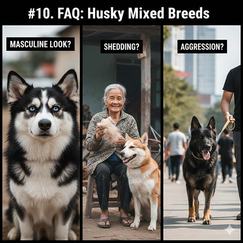 FAQ Husky lai: ngoại hình, rụng lông, tính cách và độ an toàn.