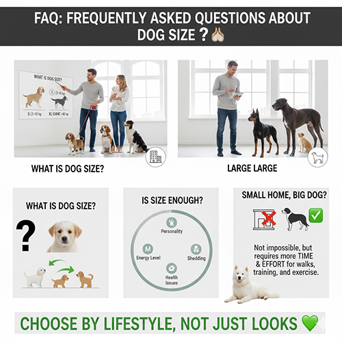 Minh họa các câu hỏi thường gặp về kích thước loài chó và cách chọn phù hợp