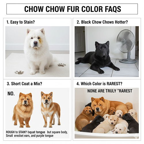 FAQ nhanh về màu lông chó Chow Chow gồm trắng, đen và lông ngắn