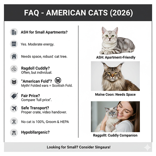 Giải đáp câu hỏi thường gặp về mèo Mỹ gồm ASH Maine Coon và Ragdoll