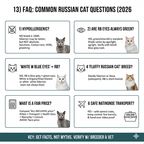 FAQ mèo Nga giải đáp các câu hỏi thường gặp về dị ứng, màu mắt, lông xù, giá và vận chuyển