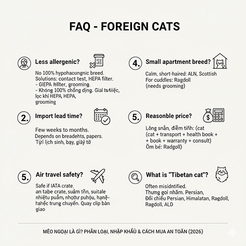 FAQ mèo ngoại giải đáp dị ứng thời gian nhập khẩu vận chuyển và giá hợp lý