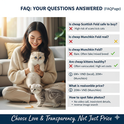 FAQ về mèo tai cụp giá rẻ – có nên mua không, giá hợp lý là bao nhiêu, cách nhận biết lừa đảo và ảnh mạng