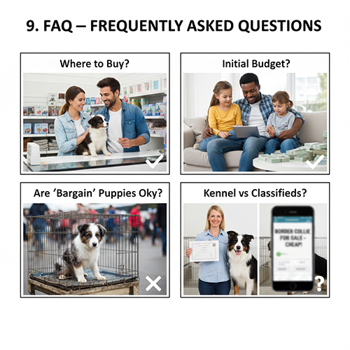 FAQ mua bán chó Border Collie: nơi mua uy tín, ngân sách ban đầu, có nên mua chó giá rẻ và khác biệt giữa trại và rao vặt