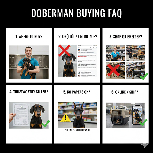 FAQ mua bán chó Doberman: giải đáp các câu hỏi phổ biến khi chọn nơi mua