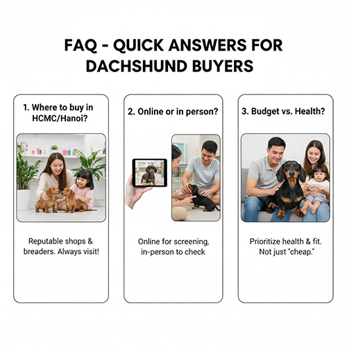 FAQ mua chó Lạp xưởng – giải đáp nhanh các thắc mắc phổ biến của người mua