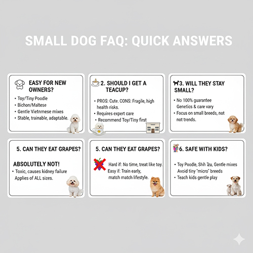 FAQ nhanh về chó nhỏ, chó mini và chó teacup cho người mới nuôi