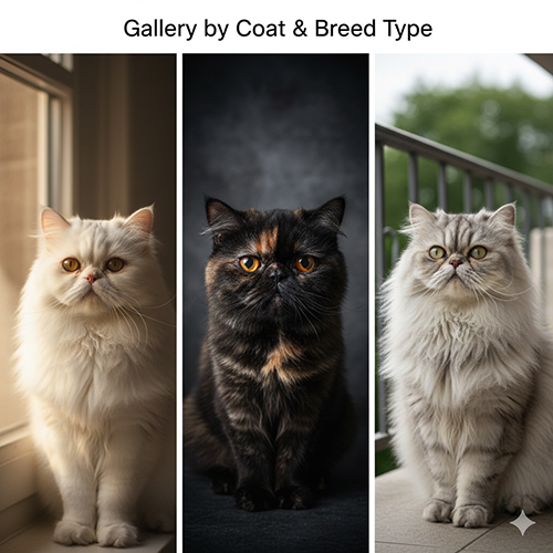 Bộ sưu tập mèo Ba Tư theo coat và dòng phái gồm longhair, exotic và chinchilla