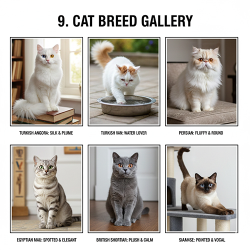 bo suu tap anh meo Turkish Angora Turkish Van Persian Egyptian Mau British Shorthair va Siamese