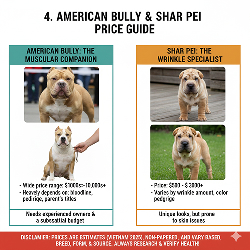 Giá chó American Bully và Shar Pei mặt xệ theo dòng và phả hệ