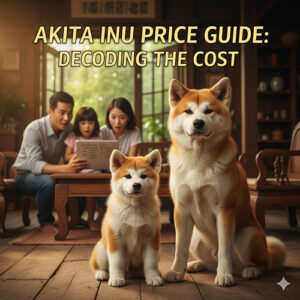 Ảnh đại diện bài viết giá chó Akita Inu với Akita trưởng thành và Akita con trong không gian gia đình