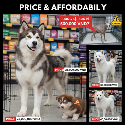 Bảng giá chó Alaska Malamute theo màu lông độ tuổi và cảnh báo giá rẻ