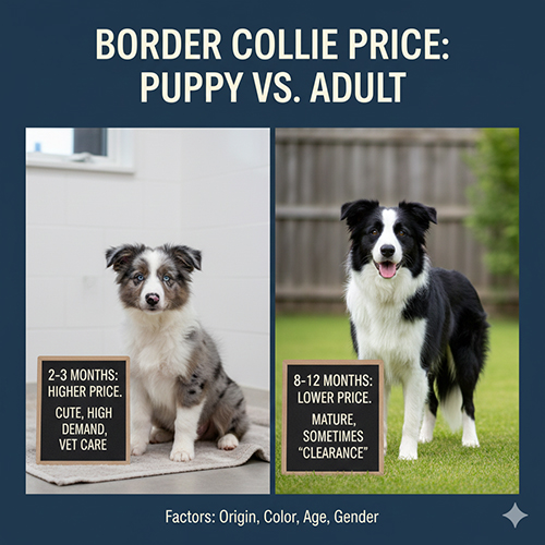 So sánh giá chó Border Collie con và chó lớn theo độ tuổi và yếu tố ảnh hưởng giá