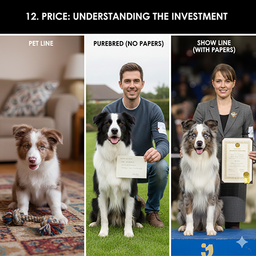 Ba cấp độ Border Collie: dòng pet, thuần không giấy và show line có giấy tờ đầy đủ