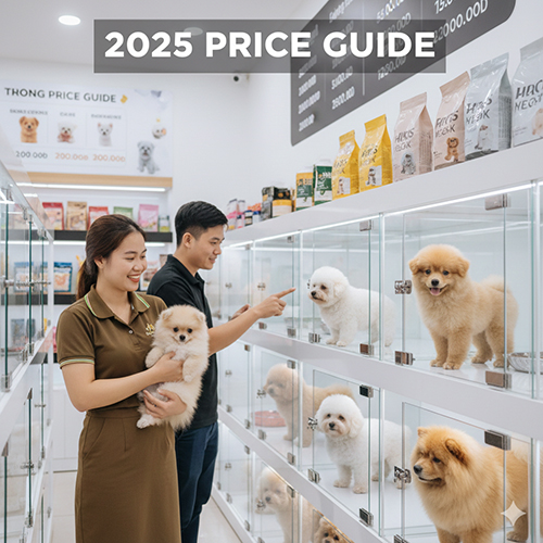Giá chó cảnh lông xù phổ biến tại cửa hàng thú cưng ở Việt Nam