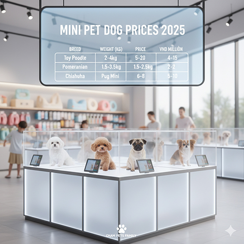 Bảng giá chó cảnh mini 2025 tại Chạm Pets Family