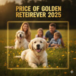 Gia đình vui đùa ngoài trời cùng hai chú chó Golden Retriever, minh họa bài viết về giá chó Golden cho người mới bắt đầu tìm hiểu.