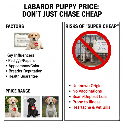 Giá chó Labrador con và rủi ro khi mua Labrador con giá rẻ bất thường