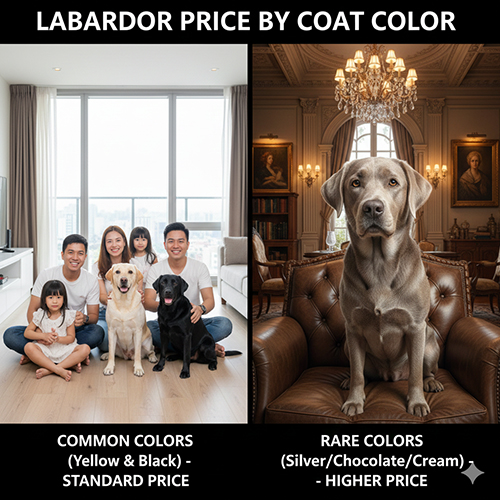 gia cho labrador theo mau long pho bien va mau hiem nhu vang den socola trang