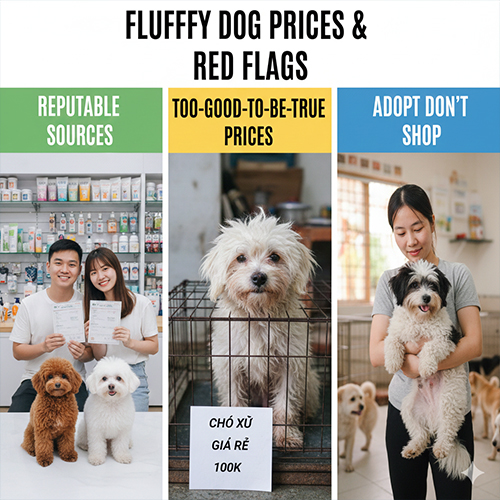 So sánh giá chó lông xù và các dấu hiệu cảnh báo giá rẻ bất thường khi mua chó