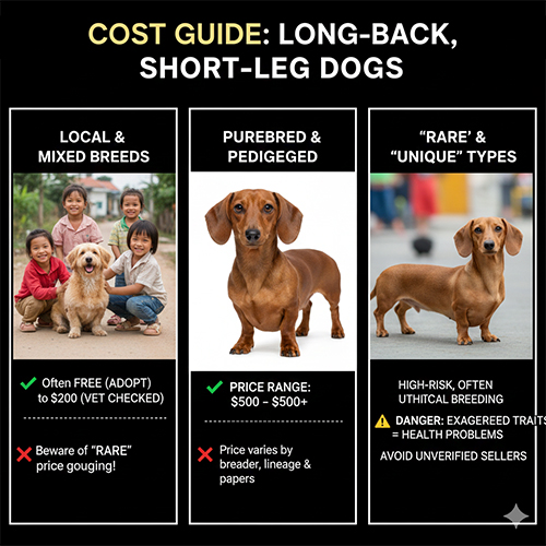 Khung giá chó lưng dài thân dài chân ngắn theo nhóm chó ta, chó thuần giống và kiểu hiếm