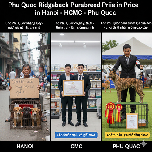 Infographic giá chó Phú Quốc thuần chủng tại Hà Nội, TPHCM và Phú Quốc theo từng phân khúc
