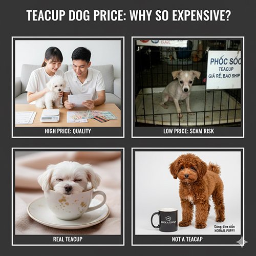 So sánh giá chó Teacup thật và rủi ro chó Teacup giá rẻ