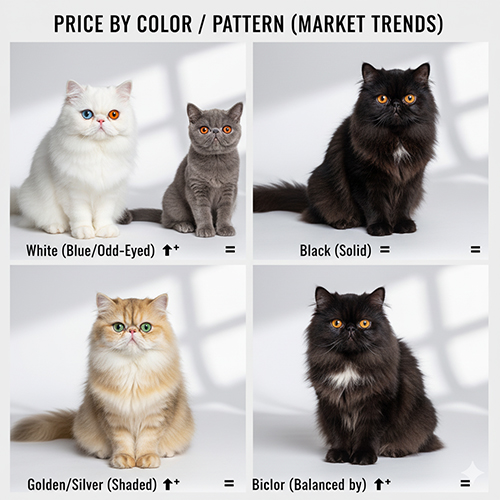 Giá mèo Ba Tư theo màu và pattern – xu hướng thị trường hiện nay