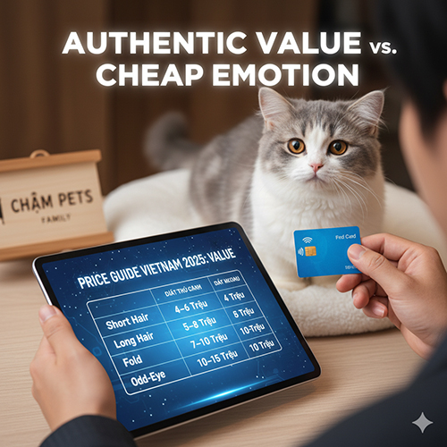 Bảng giá mèo Munchkin xám trắng tại Việt Nam – minh họa các mức giá theo loại lông, tai và nguồn gốc nhập khẩu, kèm cảnh báo về tin bán giá rẻ.