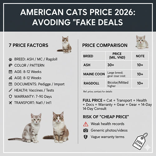 Giá mèo Mỹ theo giống và yếu tố quyết định, giúp tránh bẫy giá rẻ ảo